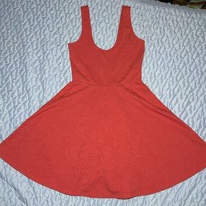 Silence + Noise Coral Red Patterned Scoop Dress